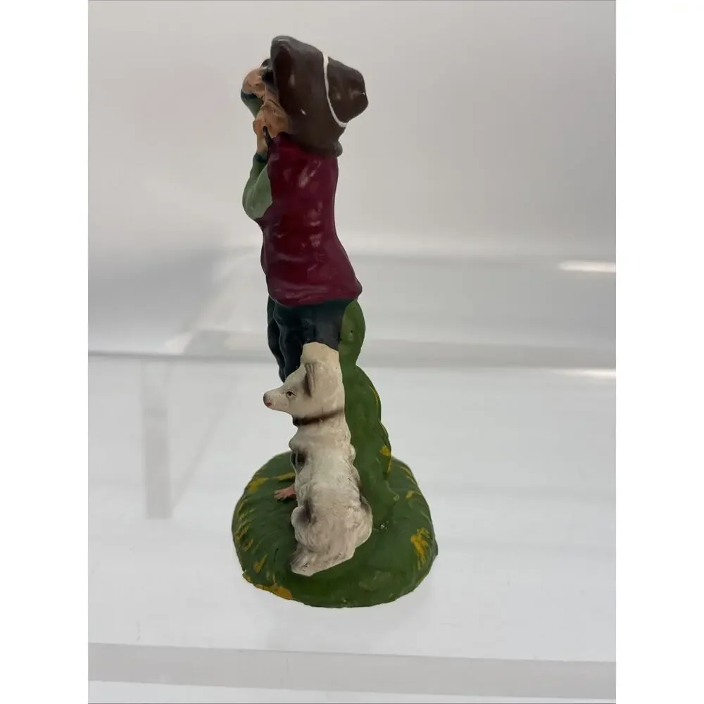 Vintage Fontanini Italy Paper Mache Shepherd Playing Flute w/ Dog 5